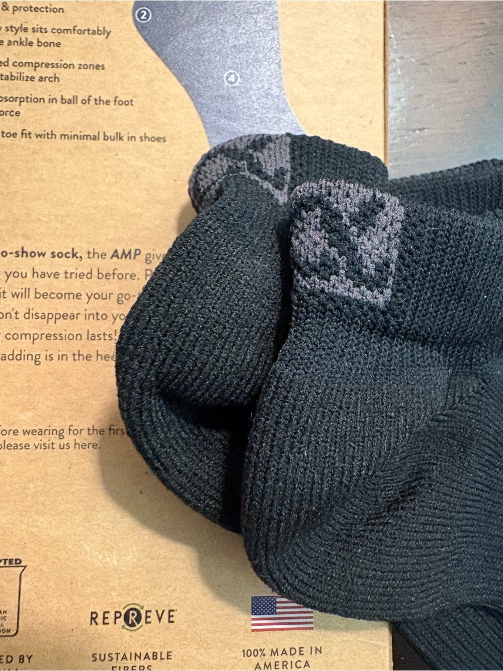 Apolla The Amp no show non traction compression socks. Size Large. Black. NWT!! - Picture 5 of 7